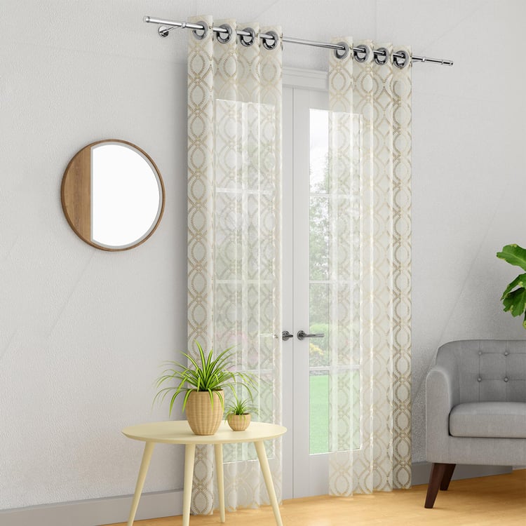 PORTICO Magnolia Curtains White Printed Door Curtain - 130 x 225 cm