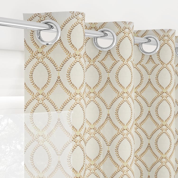 PORTICO Magnolia Curtains White Printed Door Curtain - 130 x 225 cm