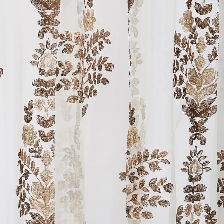 PORTICO Magnolia Curtains White Printed Window Curtain - 130 x 160 cm