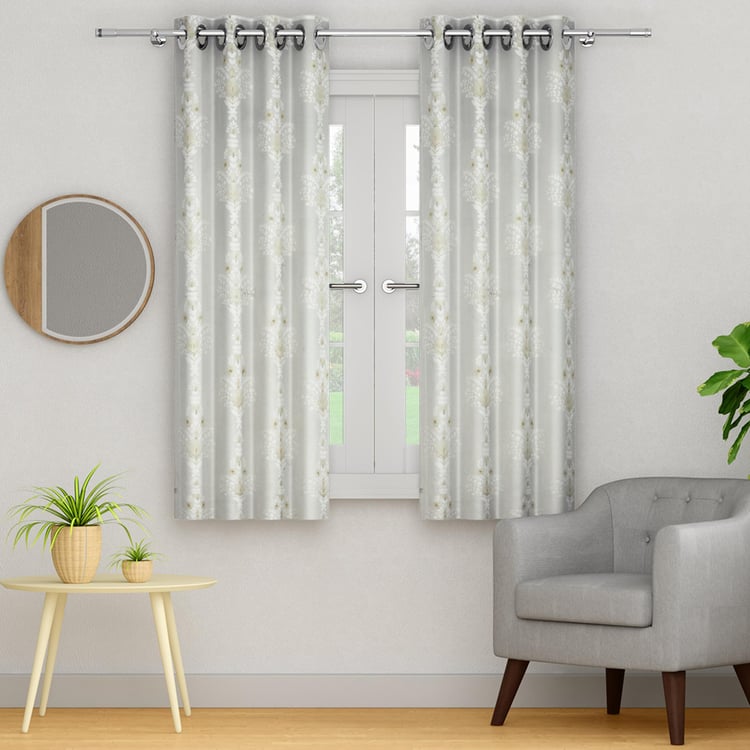 PORTICO Magnolia White Printed Window Curtain - 130x160cm