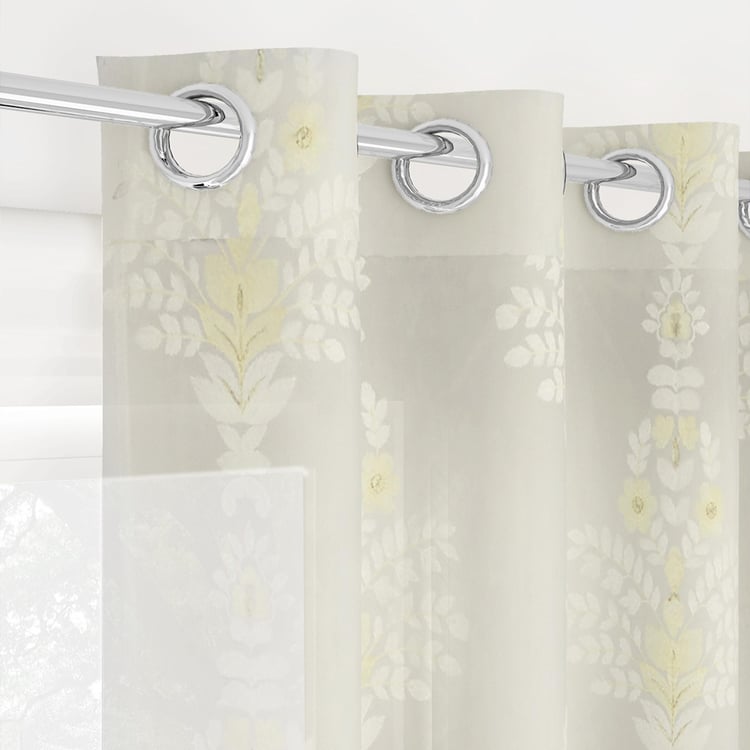 PORTICO Magnolia White Printed Window Curtain - 130x160cm