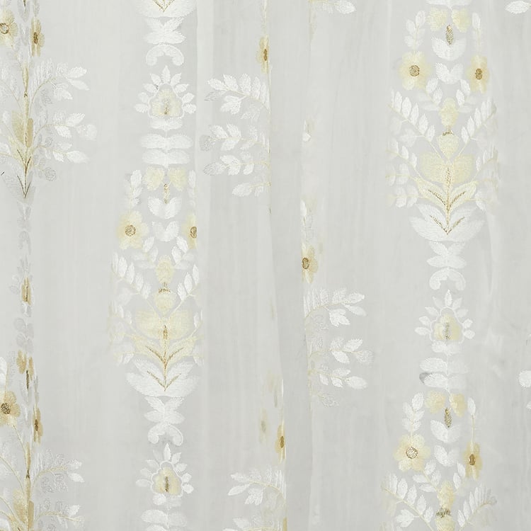 PORTICO Magnolia White Printed Window Curtain - 130x160cm