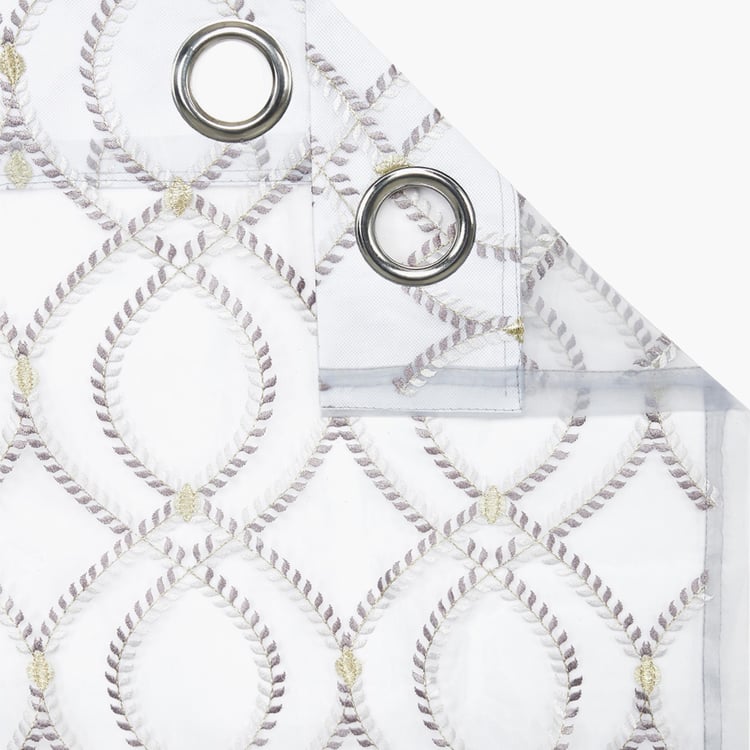 PORTICO Magnolia Curtains White Printed Window Curtain - 130 x 160 cm