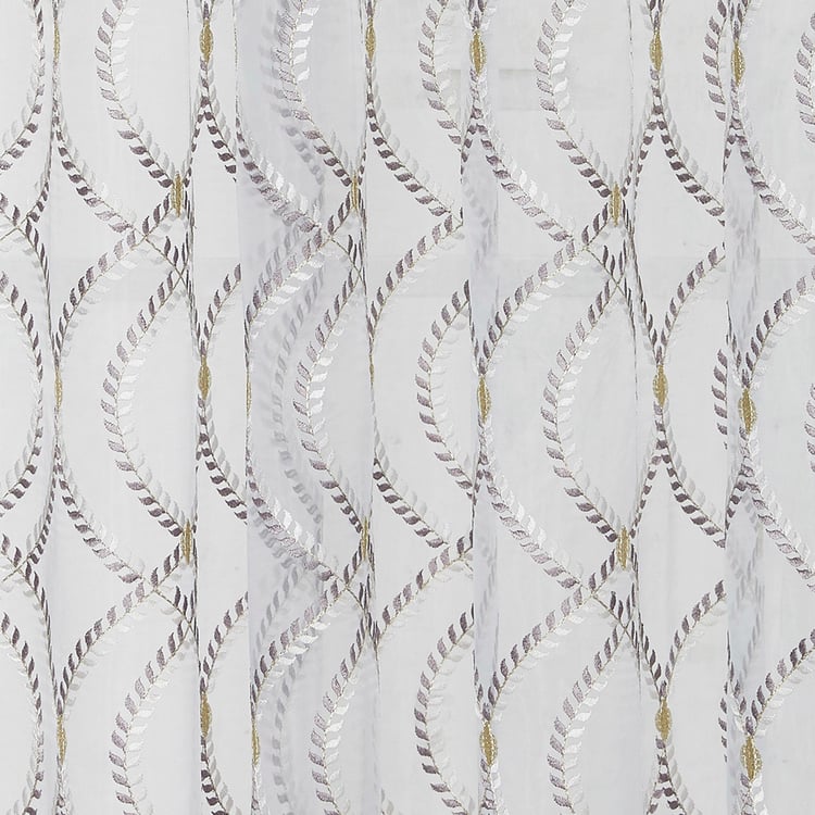 PORTICO Magnolia Curtains White Printed Window Curtain - 130 x 160 cm
