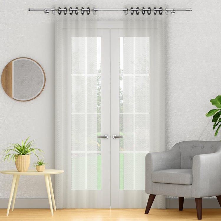 PORTICO Reflections White Printed Semi-Sheer Door Curtain - 130x225cm - Set of 2