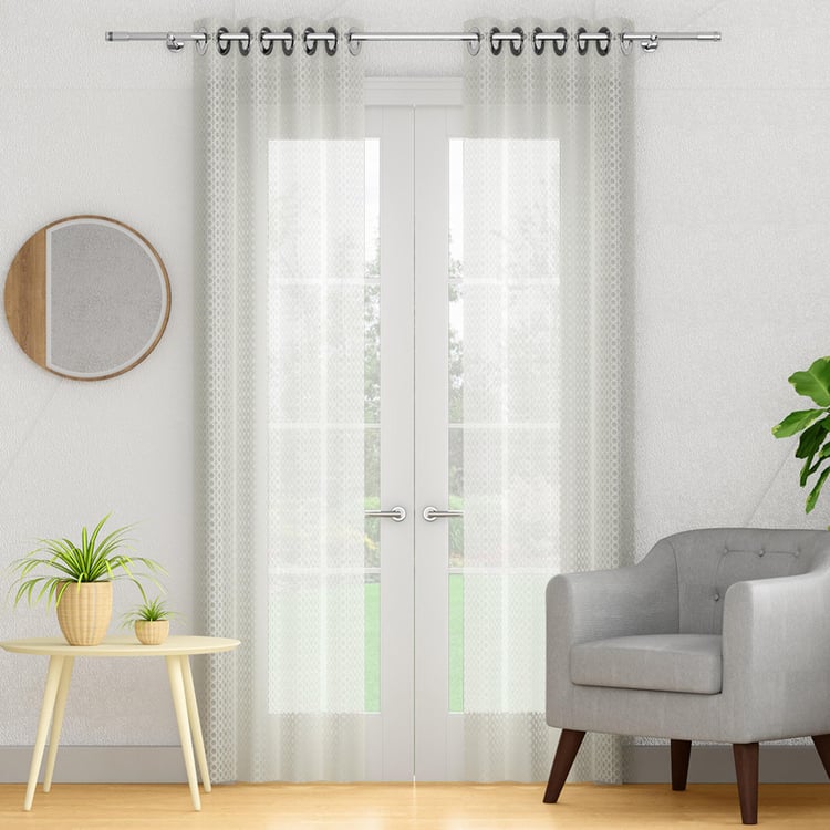 PORTICO Reflections White Patterned Semi-Sheer Door Curtain - 130x225cm - Set of 2