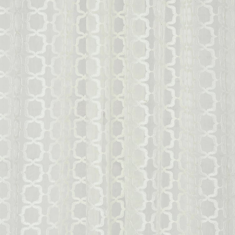 PORTICO Reflections White Patterned Semi-Sheer Door Curtain - 130x225cm - Set of 2