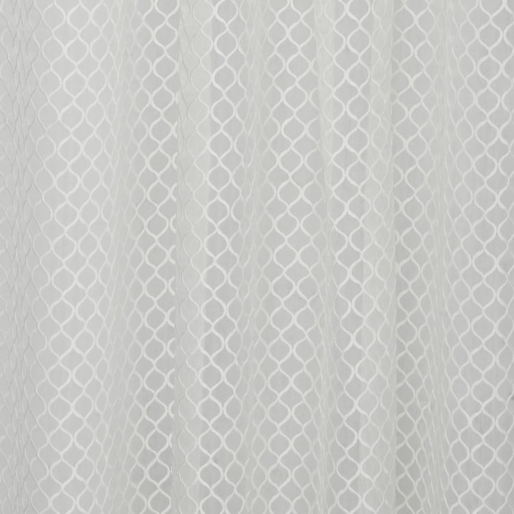 PORTICO Reflections Curtains White Printed Door Curtains - 130x225cm - Set of 2