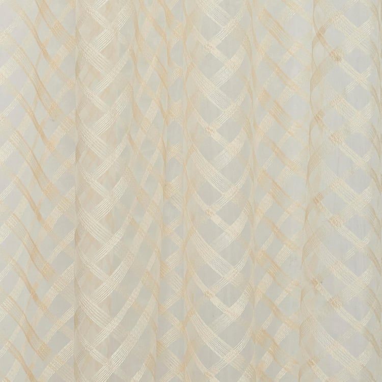 PORTICO Reflections Curtains Beige Printed Window Curtains - 130 x 160 cm - Set Of 2