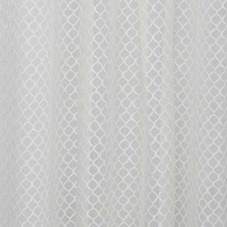 PORTICO Reflections Curtains White Printed Window Curtains - 130 x 160 cm - Set Of 2