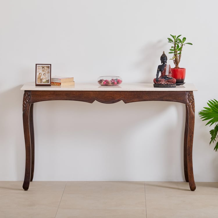 Victoria Marble Top Console Table - Brown