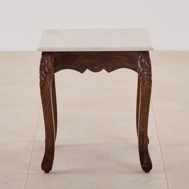Victoria Marble Top End Table - Brown