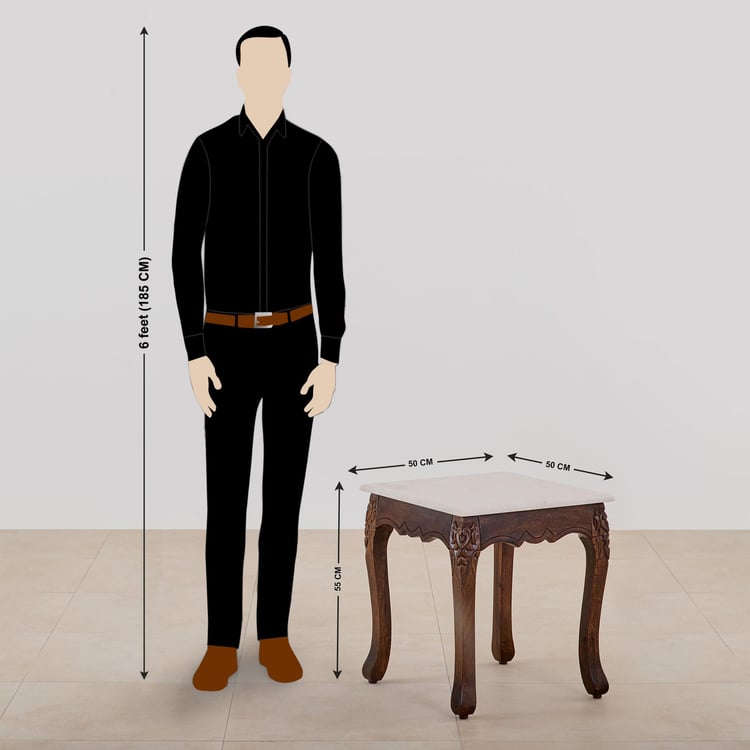 Victoria Marble Top End Table - Brown