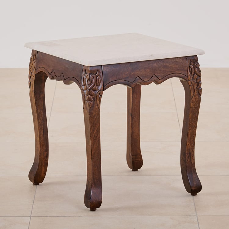 Victoria Marble Top End Table - Brown