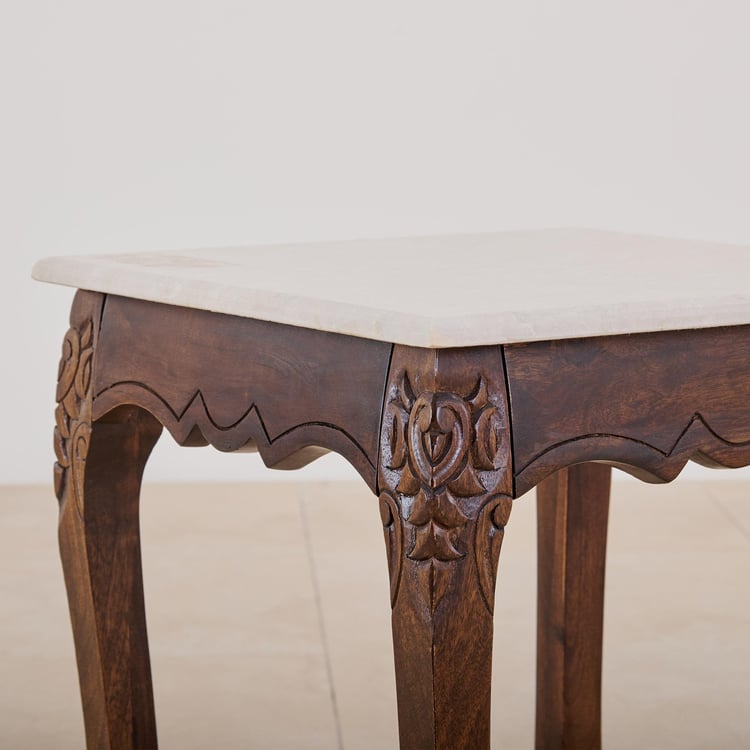 Victoria Marble Top End Table - Brown