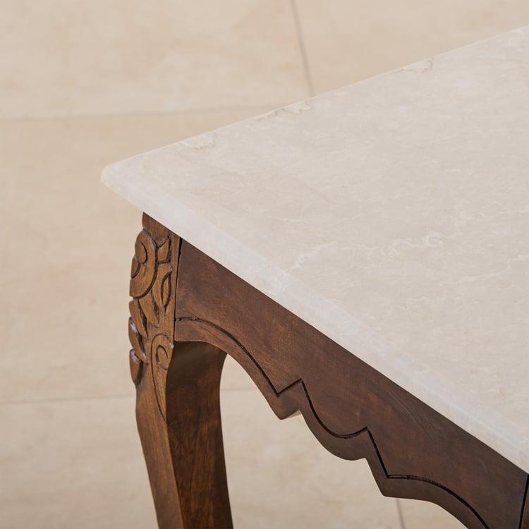 Victoria Marble Top End Table - Brown