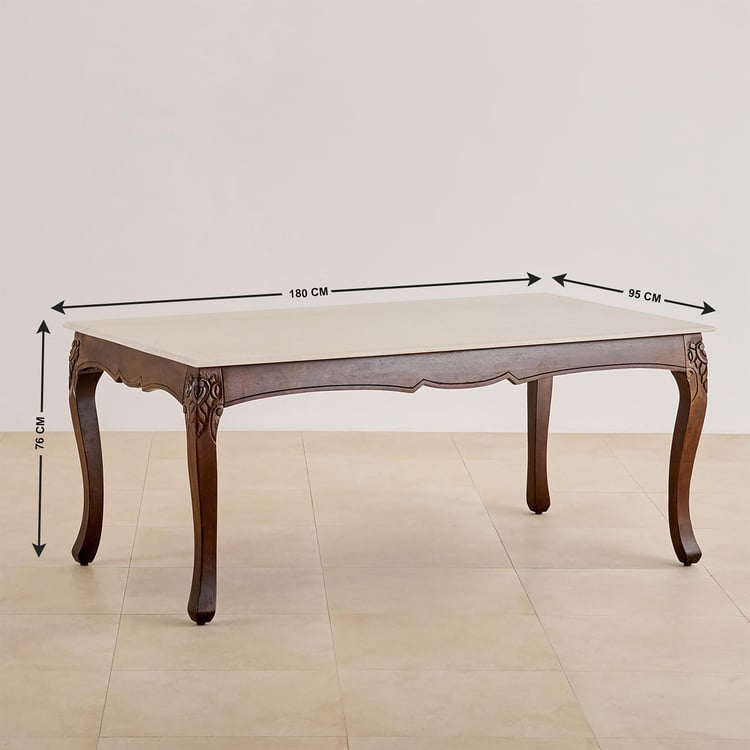 Victoria Marble Top 6-Seater Dining Table - Brown