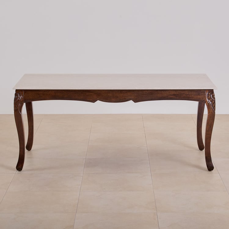 Victoria Marble Top 6-Seater Dining Table - Brown