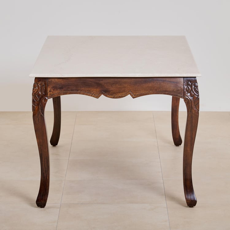Victoria Marble Top 6-Seater Dining Table - Brown