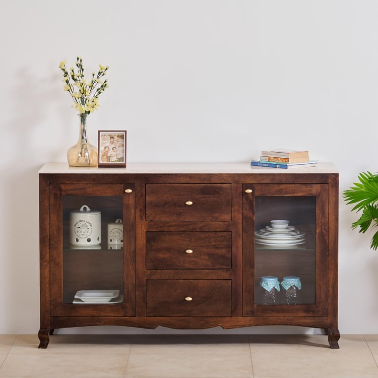 Victoria Marble Top Sideboard - Brown