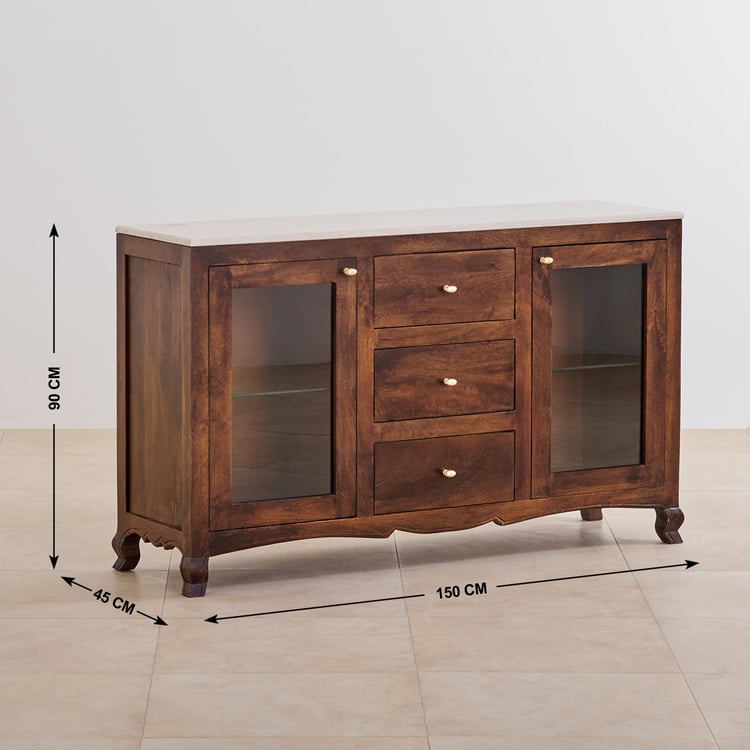 Victoria Marble Top Sideboard - Brown