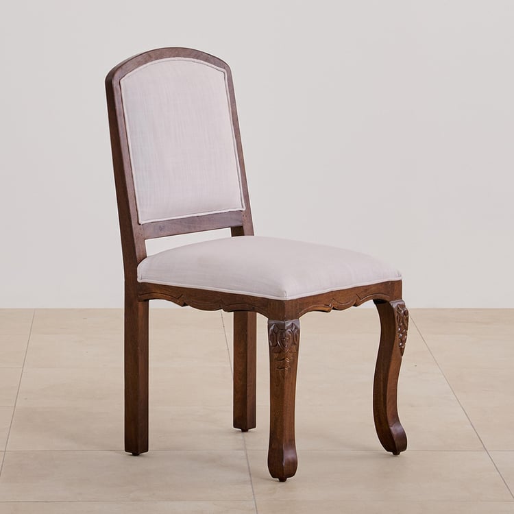 Victoria Set of 2 Fabric Dining Chairs - Brown and White