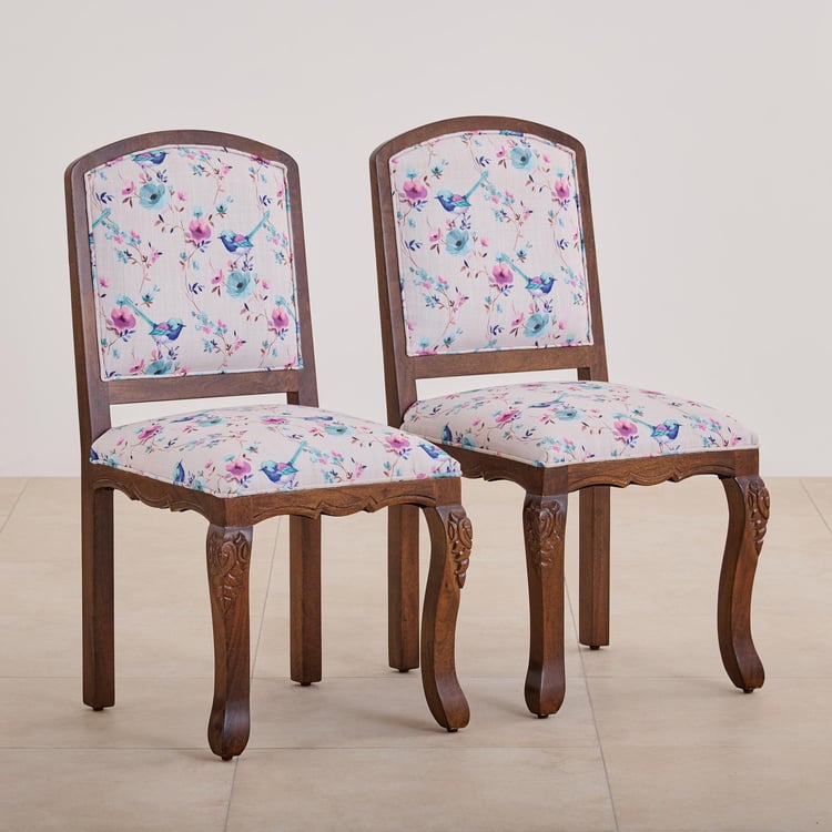 Victoria Set of 2 Fabric Dining Chairs - Brown