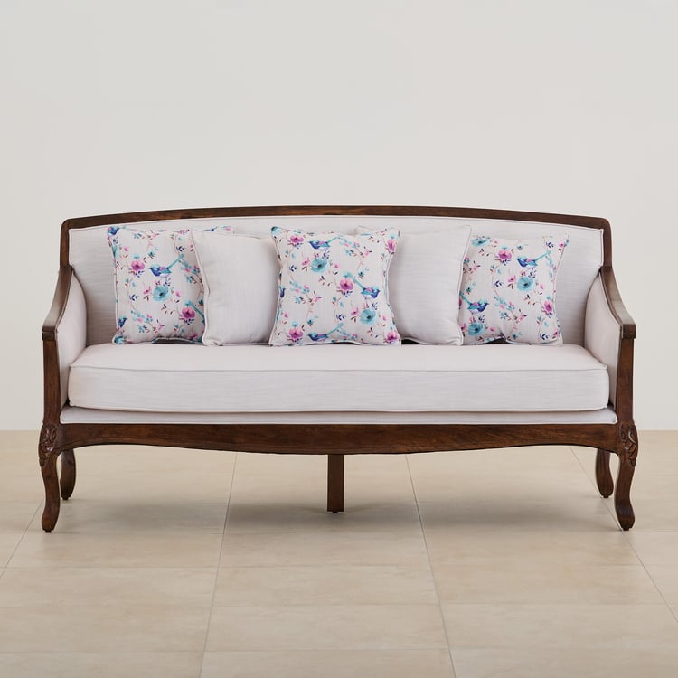 Victoria Fabric 3-Seater Sofa with Cushions - White