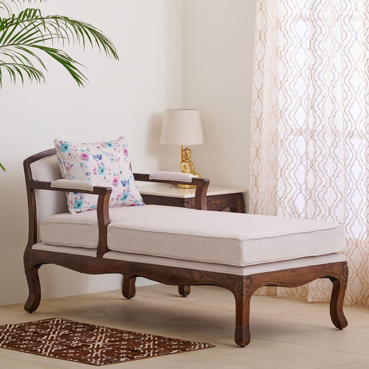 Victoria Fabric Chaise Lounge - Beige