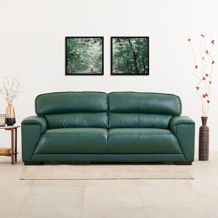 Valencia Half Leather 3-Seater Sofa - Green