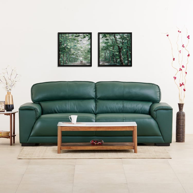 Valencia Half Leather 3-Seater Sofa - Green