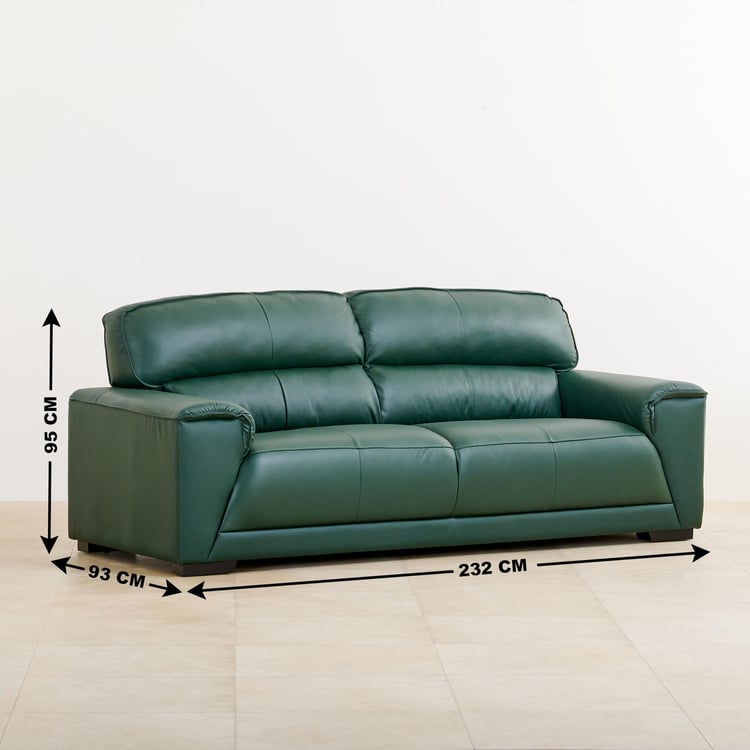 Valencia Half Leather 3-Seater Sofa - Green