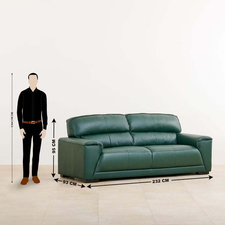 Valencia Half Leather 3-Seater Sofa - Green