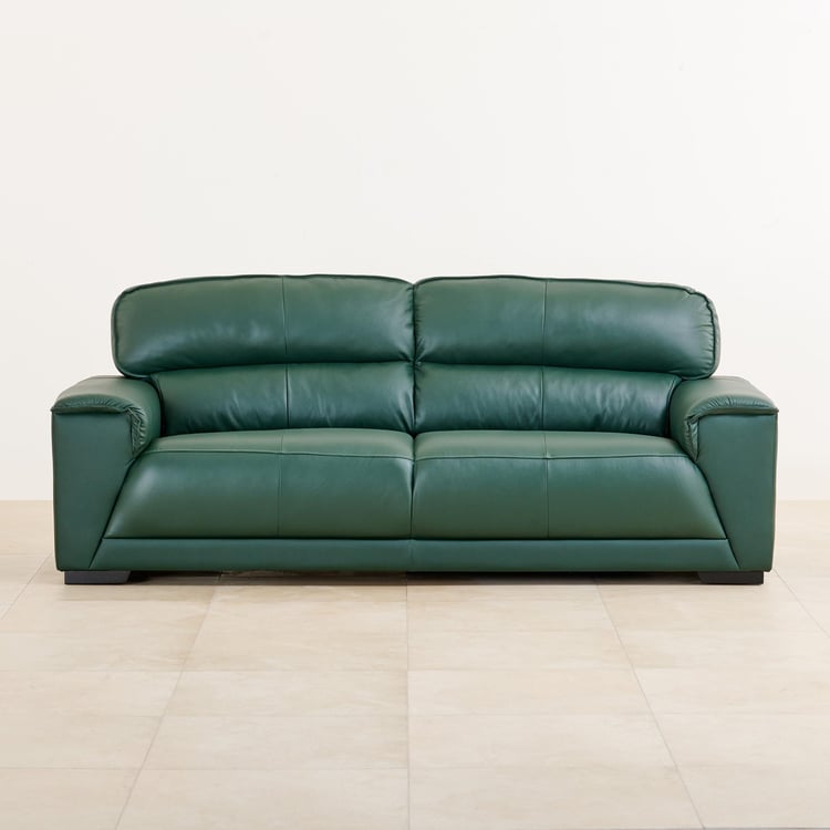 Valencia Half Leather 3-Seater Sofa - Green