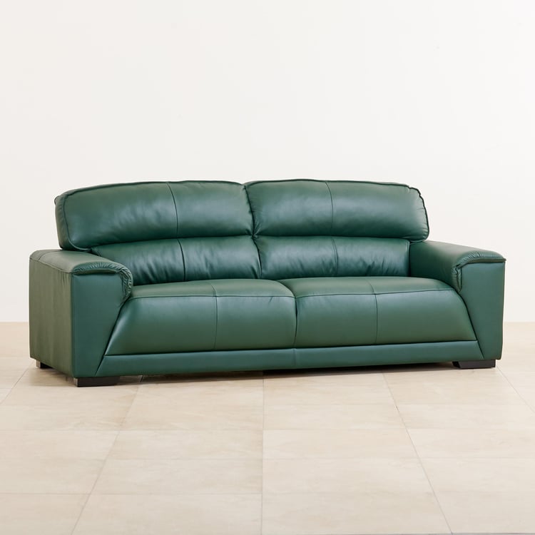 Valencia Half Leather 3-Seater Sofa - Green