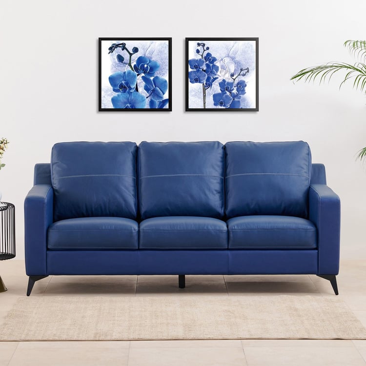 Madison Half Leather 3-Seater Sofa - Blue