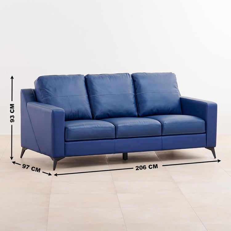 Madison Half Leather 3-Seater Sofa - Blue