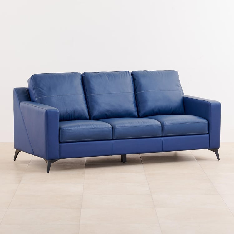 Madison Half Leather 3-Seater Sofa - Blue