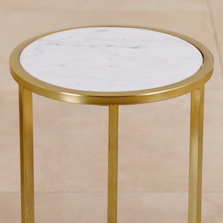 Alexa Marble Top Cocktail Table - Gold