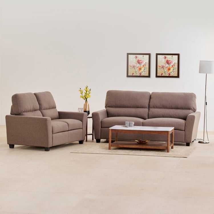 Helios Piper Fabric 3+2 Seater Sofa Set - Brown