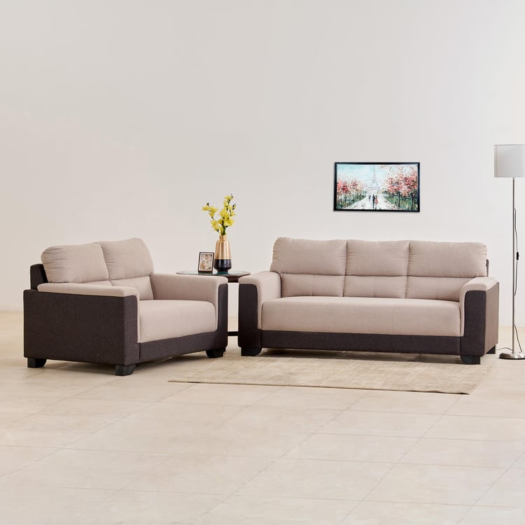 Helios Fiona Fabric 3+2 Seater Sofa Set - Brown and Beige