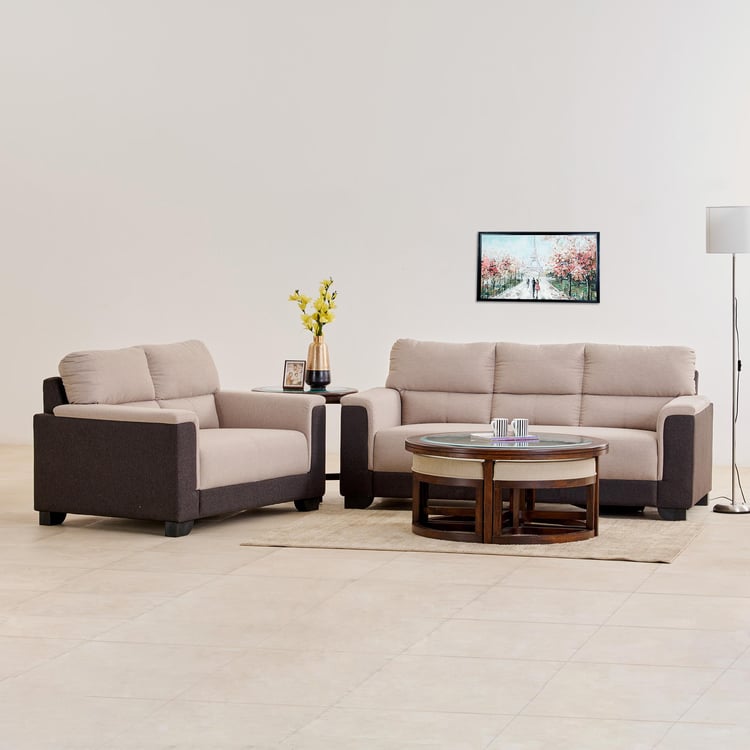 Helios Fiona Fabric 3+2 Seater Sofa Set - Brown and Beige