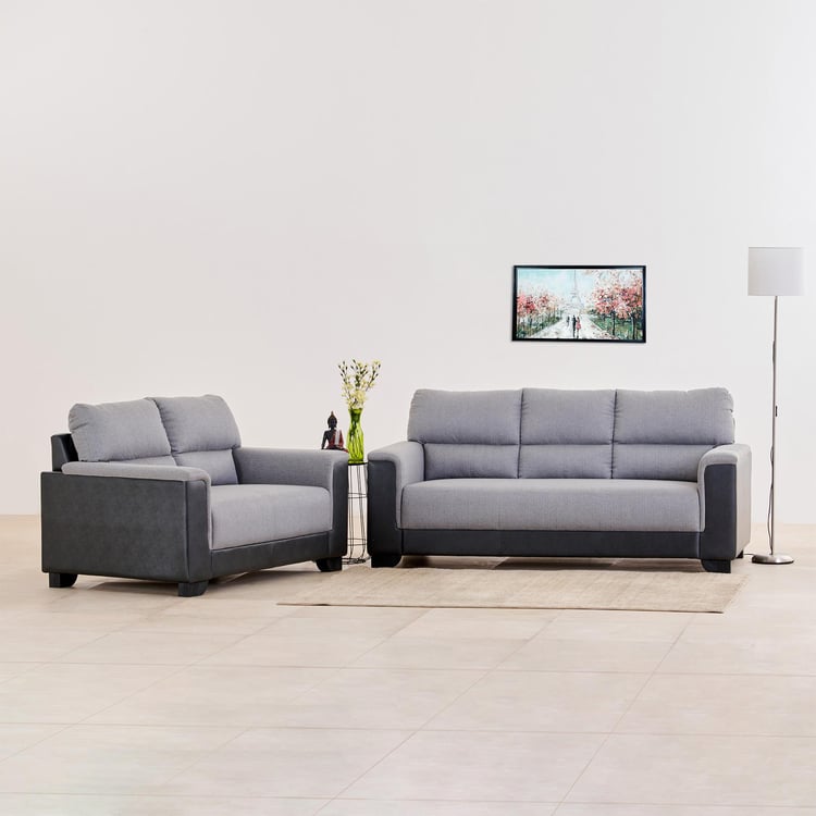 Helios Fiona Fabric 3+2 Seater Sofa Set - Grey and Black