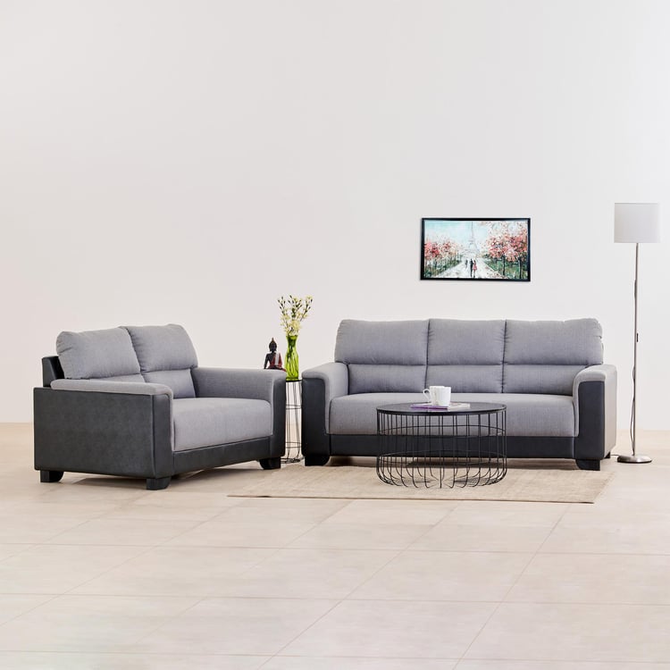 Helios Fiona Fabric 3+2 Seater Sofa Set - Grey and Black