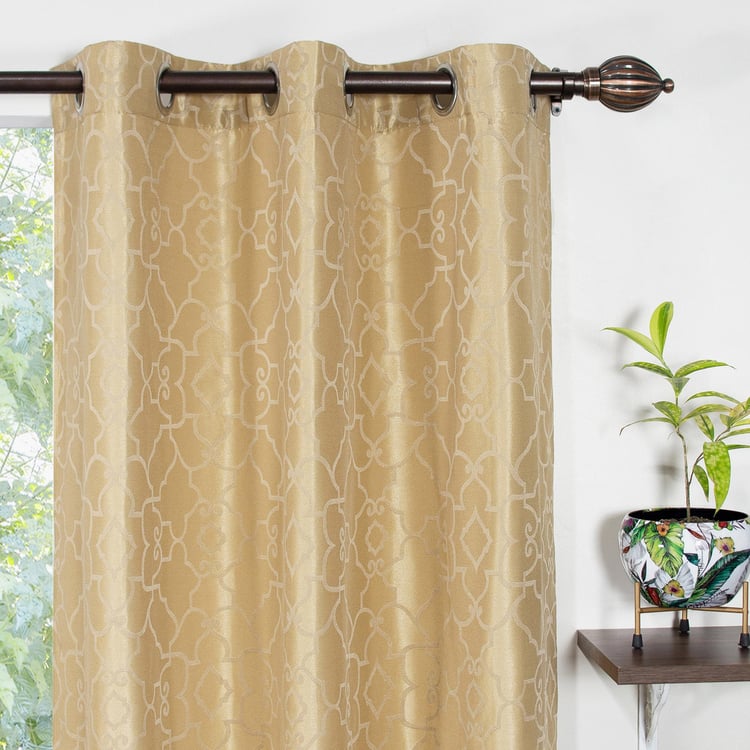 DECO WINDOW Jacquard Beige Printed Door Curtains - 24x29cm - Set of 2