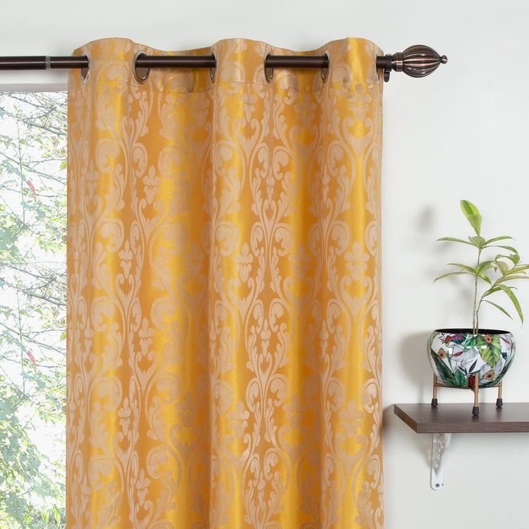 DECO WINDOW Jacquard Yellow Printed Door Curtain - 36.5 x 30 cm - Set Of 2