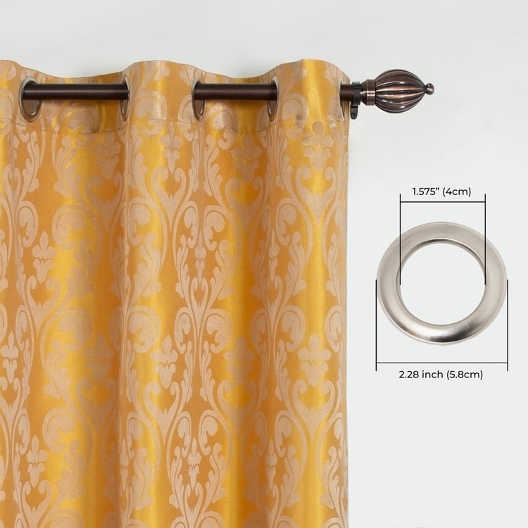 DECO WINDOW Jacquard Yellow Printed Door Curtain - 36.5 x 30 cm - Set Of 2