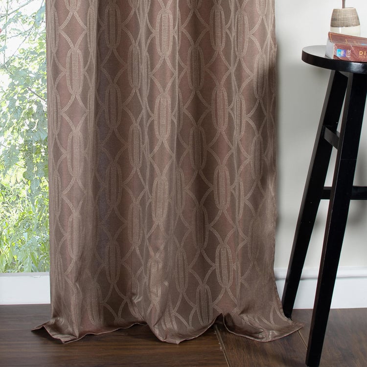 DECO WINDOW Jacquard Brown Printed Door Curtains - 36.5x30cm - Set of 2