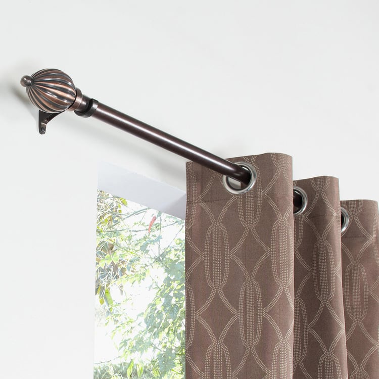 DECO WINDOW Jacquard Brown Printed Door Curtains - 36.5x30cm - Set of 2