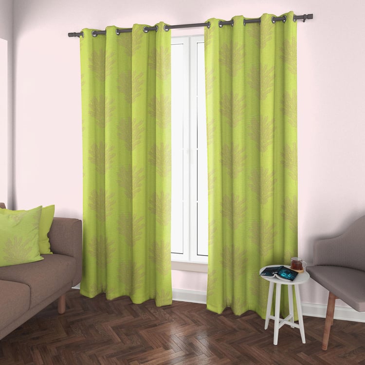 DECO WINDOW Jacquard Green Printed Door Curtains - 36.5x30cm - Set Of 2